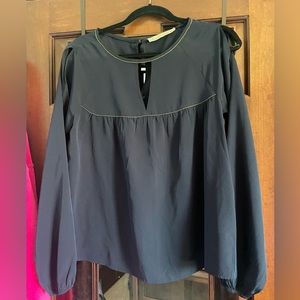 Navy Abercrombie & Fitch Blouse with Slitted Arm Sleeves
